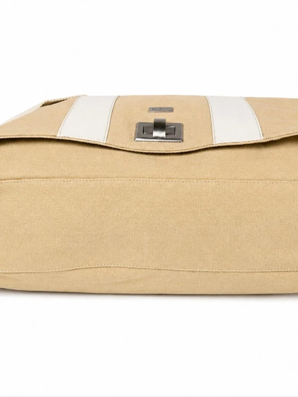 Skagen Beige Canvas & White Leather Messenger Bag – Classic & Versatile!